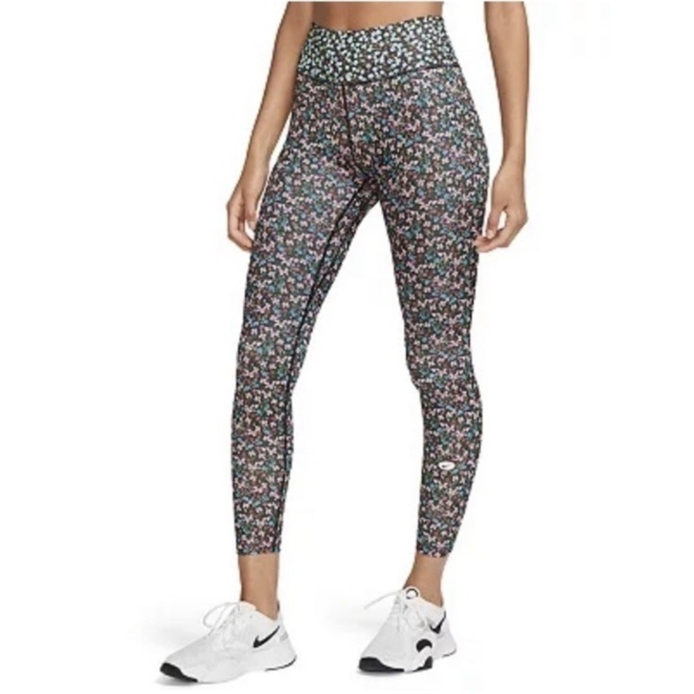 Nike One 7/8 Femme Floral Print Athletic Leggings Workout Pants Sz Small